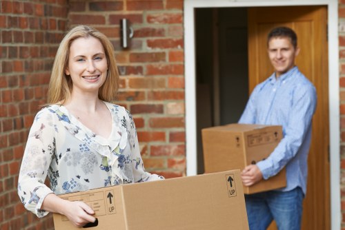 Residential removals in a Croydon street with terraced homes