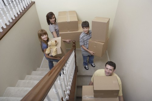 Packing boxes and wrapped household items ready for a Croydon move